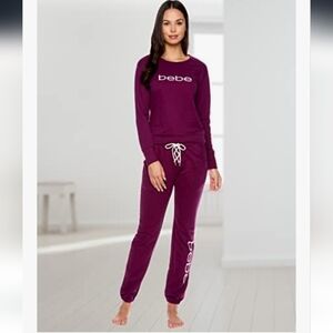 Bebe Women's Burgundy Pajama Set Size L NWT